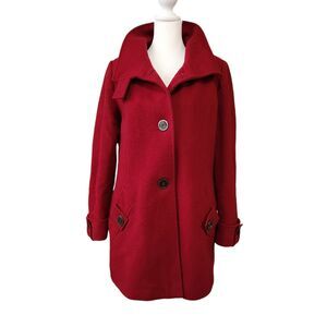 Kristen Blake Peacoat Australian Wool Blend Red Lined Women's Size Medium